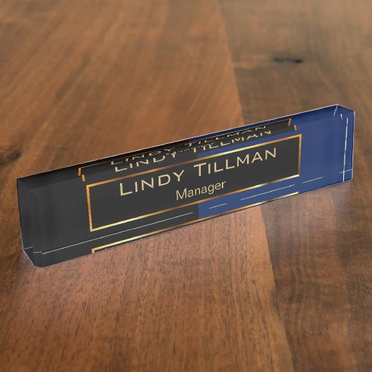 Hochwertiges Marine-Blau und Schwarzes Namensplakette (Seite)