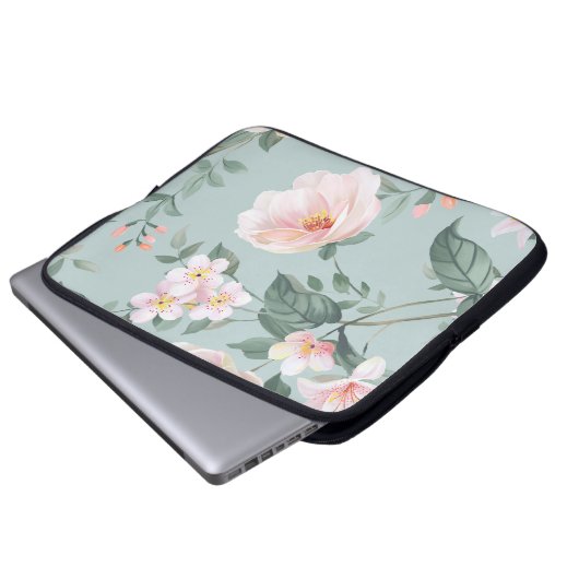 hochwertiges Set verschiedener Aquarellblumen Laptopschutzhülle (Vorne Knopf)