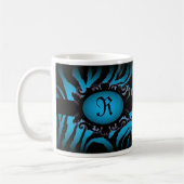 Hochwertiges Türkis Zebra Print Monogramm Kaffeetasse (Links)