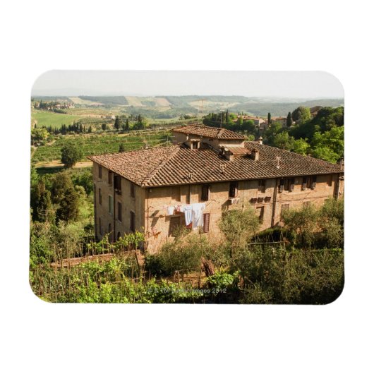 Hochwinkelaufnahme eines Gebäude, San Gimignano, Magnet (Horizontal)