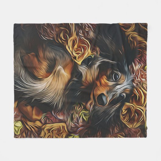 Hochwinkelportrait von Dackel auf Feld Po Fleecedecke (Vorderseite (Horizontal))