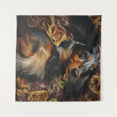 Hochwinkelportrait von Dackel auf Feld Po Wandteppich (Vorderseite (Horizontal))