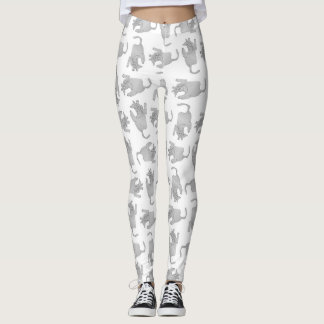 Hochwinkelskizze zeichnend Katzenmotiv Leggings