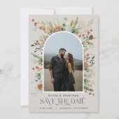 Hochzeit 1 Foto Bogen Aquarell botanische Blüte Save The Date (Vorderseite)