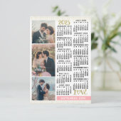 Hochzeit 2023 Kalender Rosa Rosa 3 Fotos Save The Date (Stehend Vorderseite)