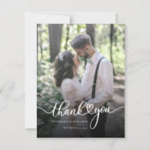 Hochzeit 2 Fotos Handschrift Vielen Dank Mitteilungskarte (Vorderseite)