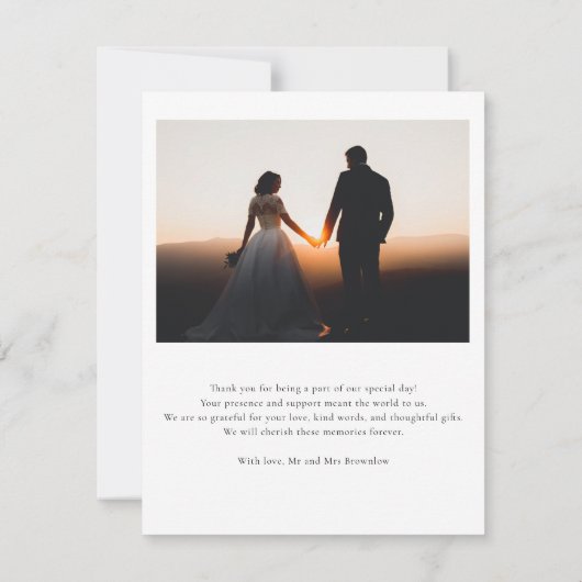 Hochzeit 2 Fotos Handschrift Vielen Dank Mitteilungskarte (Rückseite)