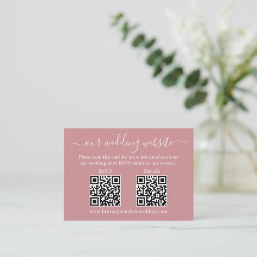 Hochzeit 2 QR UAWG Details Foto Dusty Rose Begleitkarte (Stehend Vorderseite)