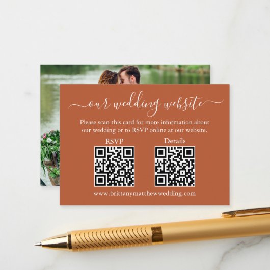 Hochzeit 2 QR UAWG Details Foto Terracotta Begleitkarte (Vorderseite/Rückseite Beispiel)
