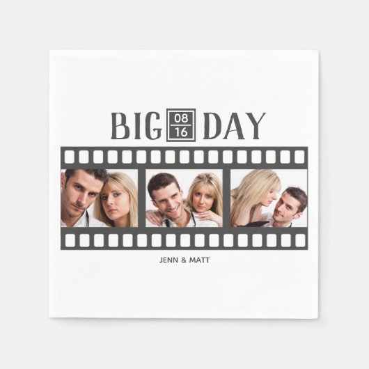 Hochzeit 3 Fotos Fun Film hinzufügen Serviette (Vorderseite)