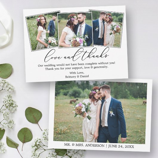 Hochzeit 4 Foto Moderne Minimalistische kalligraph Dankeskarte