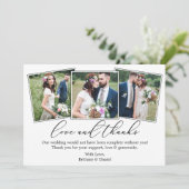 Hochzeit 4 Foto Moderne Minimalistische kalligraph Dankeskarte (Stehend Vorderseite)