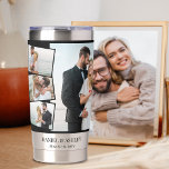 Hochzeit 7 FotoCollage mit Zigzag Montage Thermobecher<br><div class="desc">Erstellen Sie Ihren eigenen Hochzeitstaucher mit 7 Ihrer Lieblingsfotos, Ihren Namen und Ihrem Hochzeitsdatum. Das Foto ist für Sie reserviert. Die Fotovorlage ist ein Set, um eine Collage aus Foto mit einem Foto im Hintergrund zu erstellen, überlagert mit den übrigen Fotos in einer Montage von vertikalen Zickzacksägen an den Seiten....</div>