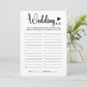 Hochzeit A-Z Brautparty Games Spaß Alphabet Game Einladung (Stehend Vorderseite)