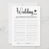 Hochzeit A-Z Brautparty Games Spaß Alphabet Game Einladung (Vorderseite)