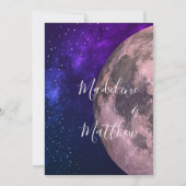 Hochzeit Abend Sky Moon Stars Lila Hochzeit Einladung (Rückseite)