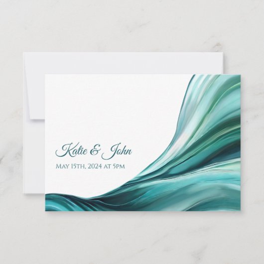 Hochzeit Abstrakt - Smaragdgrün - RSVP Karte (Vorderseite)