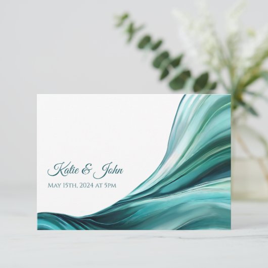 Hochzeit Abstrakt - Smaragdgrün - RSVP Karte (Stehend Vorderseite)