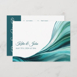 Hochzeit Abstrakt - Smaragdgrün - RSVP Karte