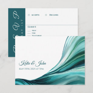 Hochzeit Abstrakt - Smaragdgrün - RSVP Karte