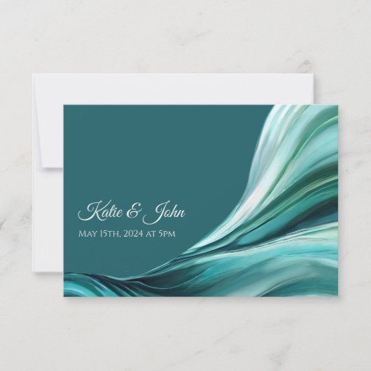 Hochzeit Abstrakt - Smaragdgrün - RSVP Karte (Vorderseite)