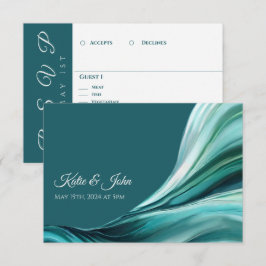 Hochzeit Abstrakt - Smaragdgrün - RSVP Karte