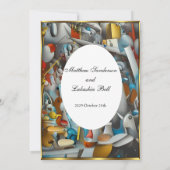 Hochzeit Abstrakte farbenfrohe Elegante Moderne Einladung (Rückseite)