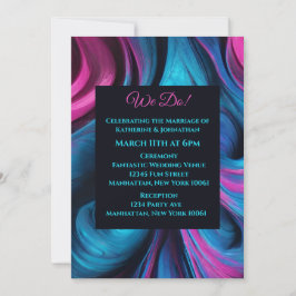 Hochzeit-Abstrakte Flüssigkeit Art-Blue und Pink- Einladung
