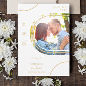 Hochzeit Abstrakte Formen Foto Paar Golden Effect Save The Date