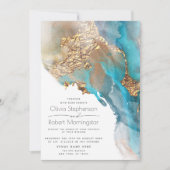 Hochzeit | Abstrakter Marmoralkohol Tinte Einladung (Vorderseite)