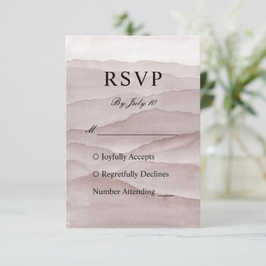 Hochzeit abstrakter staubiger Rose RSVP Karte (Stehend Vorderseite)