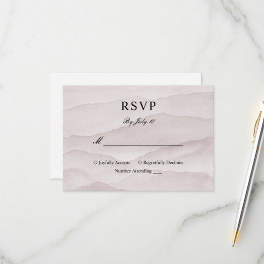 Hochzeit abstrakter staubiger Rose RSVP Karte (Vorderseite/Rückseite Beispiel)