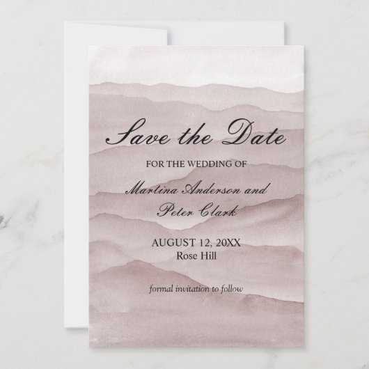 Hochzeit abstrakter staubiger Rose Save The Date (Vorderseite)