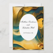 Hochzeit Abstraktes aquamarines Gold Elegante Mode Einladung (Rückseite)