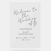 Hochzeit Akryllische Zeichen Willkommen Minimalist Acrylschild (Vorderseite)