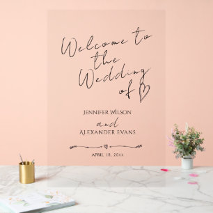 Hochzeit Akryllische Zeichen Willkommen Minimalist Acrylschild