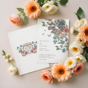 Hochzeit Alice im Wunderland Cheshire Cat & Floral Einladung