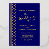 Hochzeit All in One Boho Mudcloth Calligrafy Gold Folieneinladung (Vorderseite)