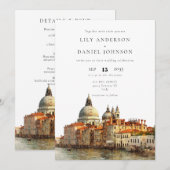 Hochzeit Alles in Einem Wasserfarbenes Venedig Pan Einladung (Vorne/Hinten)
