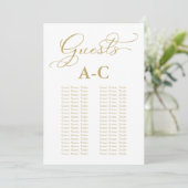 Hochzeit Alphabetisches Gästebuch Gold Foil Einladung (Stehend Vorderseite)