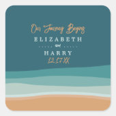 Hochzeit am abstrakten Ozean Quadratischer Aufkleber (Vorderseite)