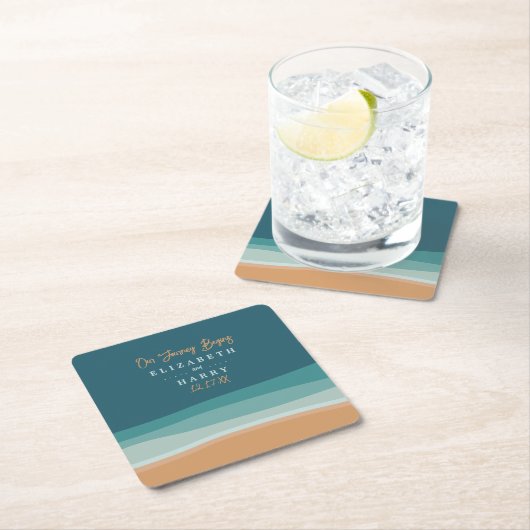 Hochzeit am abstrakten Ozean Rechteckiger Pappuntersetzer (Vor Ort)