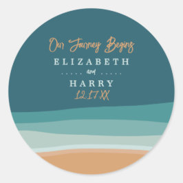 Hochzeit am abstrakten Ozean Runder Aufkleber