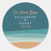 Hochzeit am abstrakten Ozean Runder Aufkleber (Vorderseite)