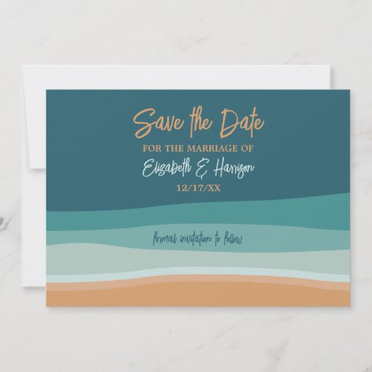 Hochzeit am abstrakten Ozean Save The Date (Vorderseite)
