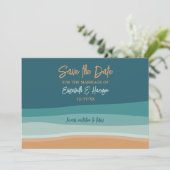 Hochzeit am abstrakten Ozean Save The Date (Stehend Vorderseite)