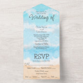 Hochzeit am blauen Ozean All In One Einladung (Innen Boden)