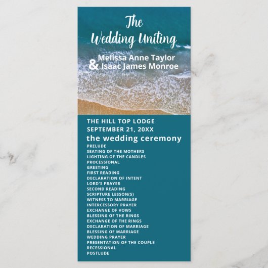 Hochzeit am Blue Sea Beach Programm (Vorderseite)