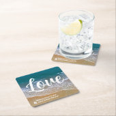 Hochzeit am Blue Sea Beach Rechteckiger Pappuntersetzer (Vor Ort)