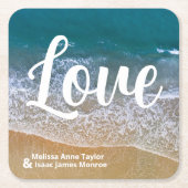 Hochzeit am Blue Sea Beach Rechteckiger Pappuntersetzer (Vorderseite)